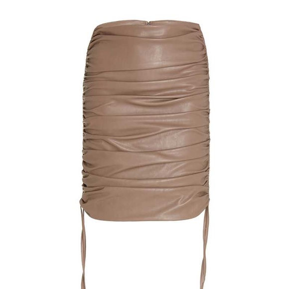 LaPointe Ruched Faux Leather Mini Skirt - Picture 6 of 16